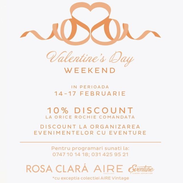 Valentine s Day Weekend: reduceri la rochiile de mireasa Rosa Clara si Aire Barcelona
