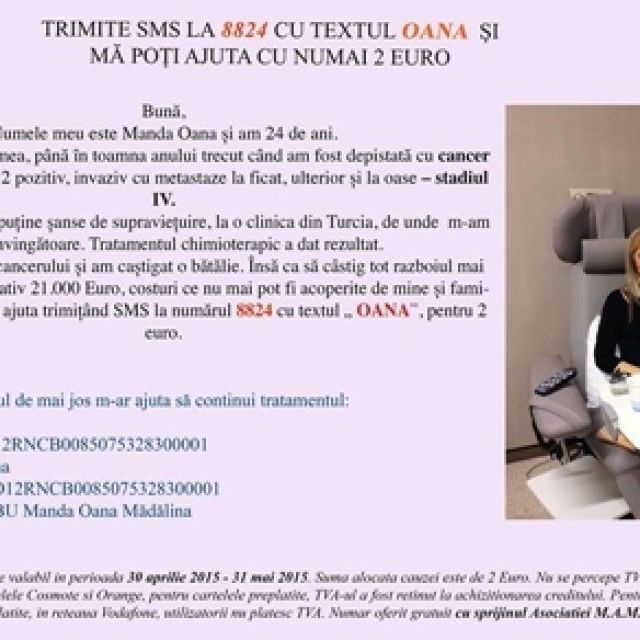 Apel umanitar: Sa o ajutam pe o tanara de 24 de ani sa se vindece de cancer mamar!