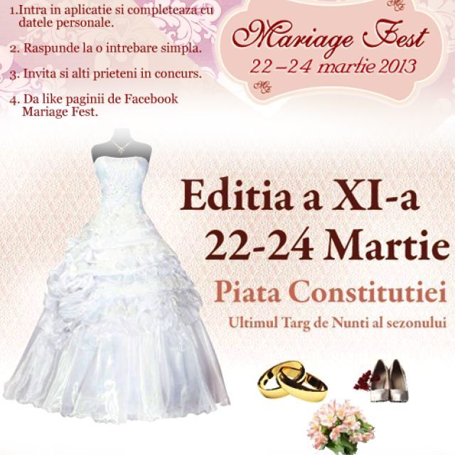 Castiga una dintre cele 100 de invitatii duble la Mariage Fest si la Targul de Cosmetice Estetix