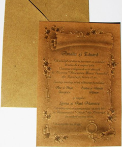 Invitatii de nunta personalizate pergament