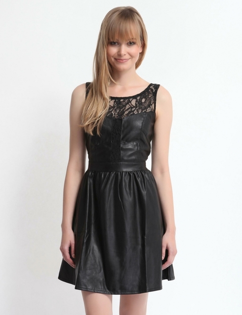 Rochie neagra din piele