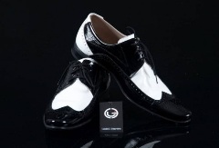 Pantofi din piele alb-negru