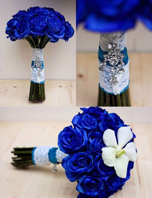 Buchete de mireasa cu flori albastre