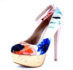 Pantofi Epica din material textil multicolor cu toc de 14 cm.