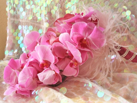 Buchet mireasa orhidee roz