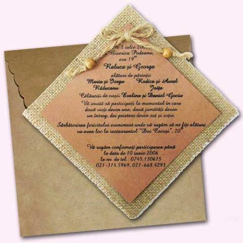 Invitatie pentru nunta rustica