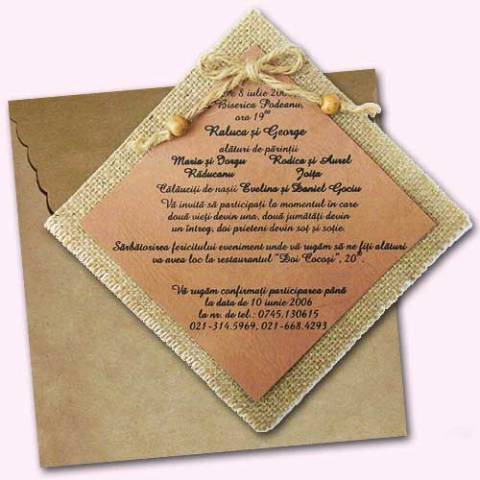 Invitatie pentru nunta rustica