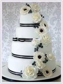tort de nunta alb negru