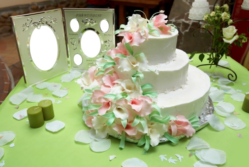 Masa si tort de nunta verde fondant